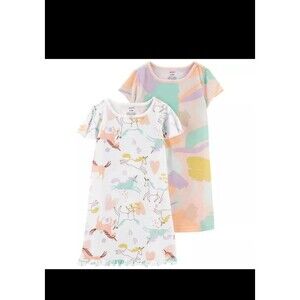 Brand new girl's size 12-14 Carter's nightgowns pajamas 2 pk. unicorn pastels